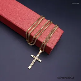 Pendant Necklaces Arrival Women Cross Necklace Crucifix Jesus Gold Color Men Jewelry Religion For Gift