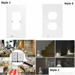 Sensor Lights Plug Er Pir Motion Safety Lamp Electrical Outlet Wall Plate With Led Night Light For Hallway Bedroom Bathroom Aisle Balc LL