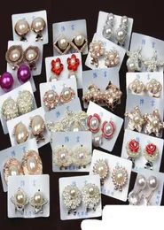 Random Mix 10 Style 10PairSlot Delicate Crystal Pearl Earrings Starfish Pearl Gemstone Dingle Earrings Fit Girl Madam2925943