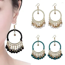 Dangle Earrings Boho Vintage Beads Tassel Wedding Jhumka Ethnic Gold Color Round Drop Brincos Jewelry