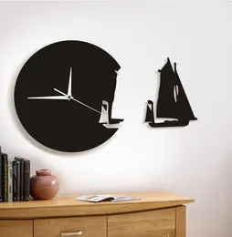 1Piece Yacht Leaving Wall Clock Modern Design Home Decor Sea Style Wall Watch The Sailing Boat Ship Clock Sailors Marines Gift5443760