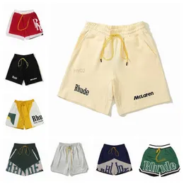 남자 반바지 2023 Rhude Shorts Designers Mens 농구 패널 코트 수영 트렁크 땀 Senna Flight Yachting Short Bottoms Fashion Blue Green Blackln9Z