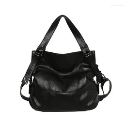 Сумка сумка большая способность женщин плечо искусственная кожаная дама высококачественные ежедневные для покупок черной водонепроницаемой
