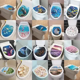 Sea Scenery Toilet Seat Wall Sticker Art Wallpaper Bathroom Decals Selfadhesive Removable Lid Home Accessories 240506