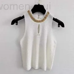 Tanques femininos Camis Designer Summer New Product Product Celebrity Style Dish Neck Knit Top para mulheres Mu7s