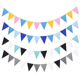 Flagi banerowe 12 flag 17 cm kolorowy filcowy baner girlandów urodzin Bunting Baby Shower Wedding Garland Flags Dekoracja imprezowa