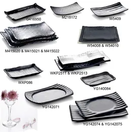 Melamine obiadowa obiadowa płyta obiadowa mróz czarny prostokąt lrregularny moda Restauracja sushi talerze a5 Melamine Strale 287c