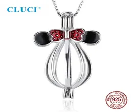 Cluci 925 Ciondoli a forma di topo carini per donna collana 925 Sterling Silver Pearl Cage Pendant Locket SC049SB5775931