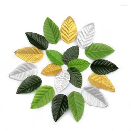 Dekorativa blommor 100st Mixed Green Leaves Artificial Rose 4 färger Fake Faux Leaf för Scrapbooking Crafts Diy Home Wedding Garland Decor