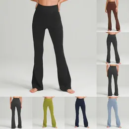 Pantaloni femminili da yoga scanalature estate donne svasate a vita alta figura show figure sports yogas a nove punti