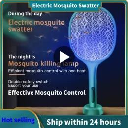 Zappers 2 in 1 LED Mosquito Killer Lamp 3500V 전기 파리 스위터 버그 버그 Zapper 라켓 USB 충전식 파리 스 트랩 방지 곤충