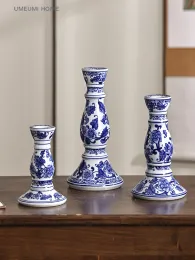 Halter blau und weiße Porzellan Keramik Haus Kerzenhalter Chinesischer Stil Einfacher Heimatkerlestick Dekoration Weihrauch Stick
