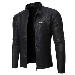 Treesolo Spring och Autumn Mens Jacket Fashion Trend Korean Slim Fit Casual Leather Motorcykel 240430