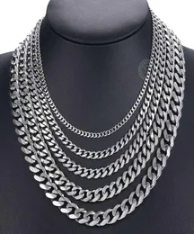 JewelryNecklace Curb Cuban Mens Necklace Chain Gold Black Silver Color Stainless Steel for Men Fashion Jewelry 357911mm DKNM072414480