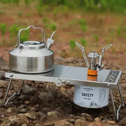 Grills Camping Portable Foldable Table Ultralight Mini Folding Table Stainless Steel Outdoor Picnic BBQ Stove Tables Camping Supplies