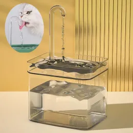 Lieferungen Schnittstelle vertikaler Wassertrinker Katzenwasserbrunnen Automatische Kreislauf transparent Wassertrinker Fluss USB