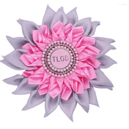 Brosches rosa grå satin band sol blomma corsage design grupp topp damer av distinktion tlod brosch för gåvor