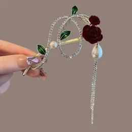 Andere Vanika Mode Retro Rose Blume Quasten Hair Clip Koreanischer Stil elegant ein Wort Pferdeschwanz Clip Frauen Party Sommerzubehör