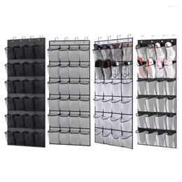 Aufbewahrungsboxen 24 Taschen Hanging Schuh Organizer Rack hinter Türen Vlbale Haushaltswandtasche klare Aussichtstasche mit 4 Metallhaken