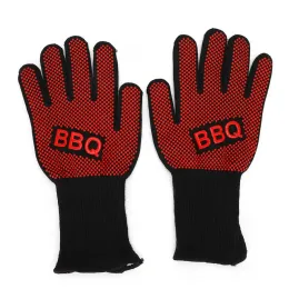Перчатки 2pcs 800 Объединенные теплостойкие огненные перчатки огнестойкие противопожарные антискидные огнеупорные гриль Микроволновая печь Барбекю Барбек