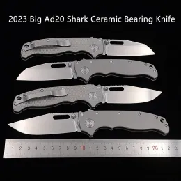 Messen Jufule Big AD20 Shark Sheepfoot Deep Carry Clip Gift Ceramic Bearing Titanium Handle Mark 3V القابلة للطي معسكر صيد أدوات EDC سكين
