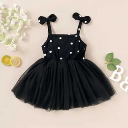 Abiti per ragazze BAMBINA BAMBINA Abito Summer Fashion Dress Solid White Dot Spelestre Dress Bowknot Skarn Gonna Gonna Gonna di orlo per 1-L2405