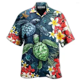 Męskie koszule mody wydrukowane koszulę 2024 Summer krótko-rękawoczenki 3D Digital Beach Hawaii
