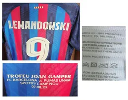 ホームテキスタイル2022マッチワーンプレーヤーの問題Trofeu Joan Gamper Lewandowski Maillot Pedri Ansu Fati Gavi f de Jong Dembele Kunde So8792918