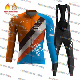 Tävlingssats 2024 Novo Nordisk Cycling Jersey Fleece Set Long Sleeve Road Bike Clothing Dress Suit Cykeltröja