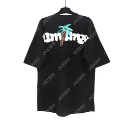 Palm Pa Tops Ręcznie narysowane logo Miami Summer Loose Luxe Tees unisex para t koszule retro streetwear 110