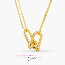 Luxury Tiifeniy Designer Pendant Necklaces Korean version of new horseshoe buckle Necklace womens simple and cool style geometric Ushaped chain shape minority des