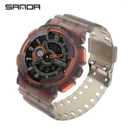 Armbandsur SNADA 2024 Herrklockor Sport Electronic Arm Wristwatch Waterproof Fashion Fluorescerande Dual Display Digital Quartz Watch 3029