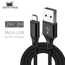 Cables DATA FROG 2M 3M Charging Data Cable For PS5 Controller Type C Charger Cable For PS5 Gampad Joystick Game Accessories