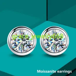 GRA VVS 0,5 1 CT Moissanite Diamond Round Stud Earring for Women 925 Sterling Silver Solitaire Wedding Luxury Fine Jewelry Set