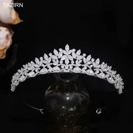 Bandas da cabeça Tazirn Small Flower Wedding Coroa Coroa de Zircônia cúbica Tiaras artesanal CZ