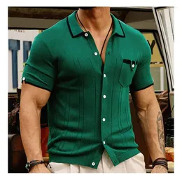 Herren Polos Hochwertiges Hemd Summer Stick Polo Business Casual T-Shirt männlich Kurzarm Tee Kleidung