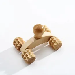 Solid Wood Full-body 4 Wheels Wooden Car Roller Relaxing Hand Massage Tool Reflexology Face Hand Foot Back Body Therapy Product