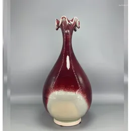 Vasen Rot Keramik Vase Jun Porzellan High 34 cm Floreros Blumenzimmer Dekorationskühldekorationen