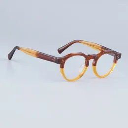 Óculos de sol Quadros redondos de acetato de acetato redondo óculos de estilo Japão Designer artesanal de alta qualidade Tortografia Men e ladras Eyewear