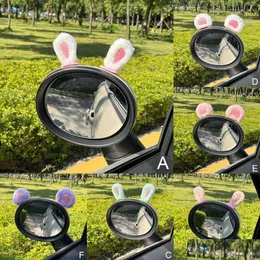 자동차 조직 상자 새로운 사랑스러운 토끼 귀를위한 거울 장식 3D 재미있는 고양이 토끼 귀 p 스티커 지붕 장식 드롭 배달 자동 DHHT6