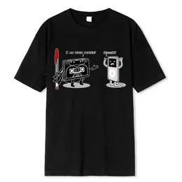 Men's T-Shirts Funny Vintage Printed T-Shirt For Men Women I Am Your Father Cotton T Shirt 80s 90s Magnetic Tape MP3 Print Tshirt Clothing T240505