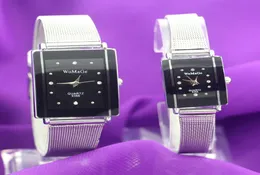 Metal Webbing Bandsilver Plate Retângulo CaseQuartz Movimento Fashion Lady Casal Loves Quartz Watches93662827358