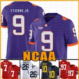 NCAA Clemson Tigers 16 Trevor Lawrence 9 Travis Etienne JR American Football Jersey Tua Tagovailoa Tom Brady Saquon Barkley Orange Whi 308e