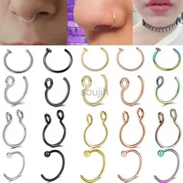 Body Arts Wkoud 1pc Aço inoxidável Fake Nariz Ring Seppum Rings C Brincho de lábio de clipe para mulheres Piercing Fake Body Jóias D240503