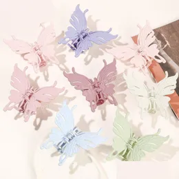 Hair Accessories Butterfly Clip Catch Fashion Solid Color Frosted Back Head Hairpin Headdress Women Drop Delivery Products Dh57U