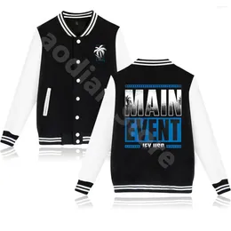 Herrjackor jey uso main event baseball jacka modekläder unisex uniform hip hop style långärmad kvinnor män avslappnad