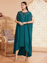 Ubranie etniczne 2024 Diamenty haftowane w Dubai Turkey Women Maxi Dress Evening Party Suknia Jalabiya Kaftan muzułmanin Eid Ramadan Abayas szat