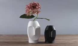 ミニマリストのセラミック抽象花瓶黒と白の人間の顔クリエイティブディスプレイルーム装飾的なフィギューヘッドシェイプVase6344882