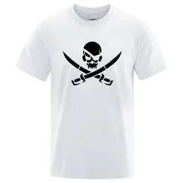 Men's T-Shirts Pirate Skull Funny Print Men Women Loose Tshirs Breathable Summer 100% Cotton Oversize Casual T Clothes H240506