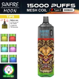 Sunfire 15000 Puffs 9000 Pro Electronic Puffbar使い捨て蒸気0％2％3％5％メッシュコイル20mlプレフィルドカートオイルコアベーパーポッド